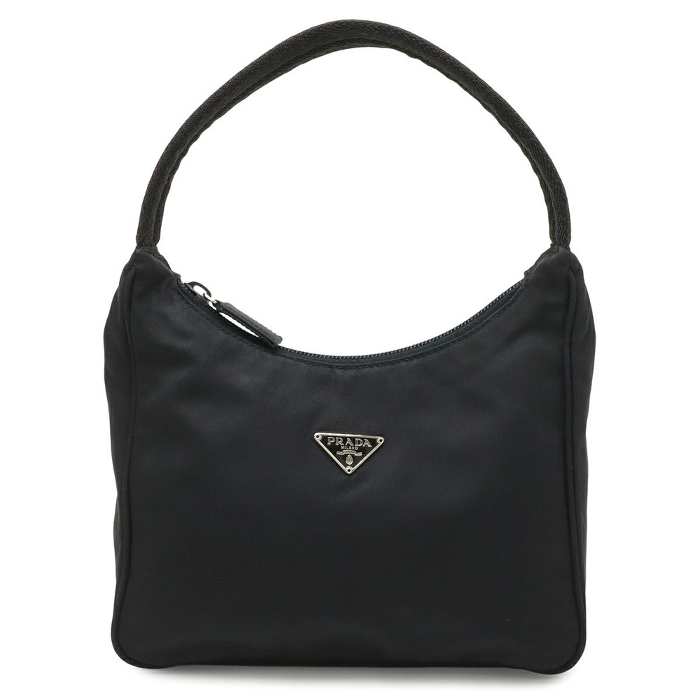 Prada Triangle Accessory Pouch Clutch Handbag Black Nero Black
